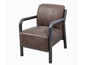 Tube Arm Distressed Leather Chair