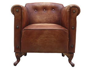Vintage Leather Chair with Button Back