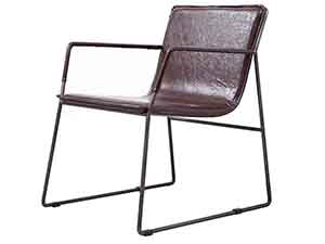 Vintage Leather Iron Leg Chair
