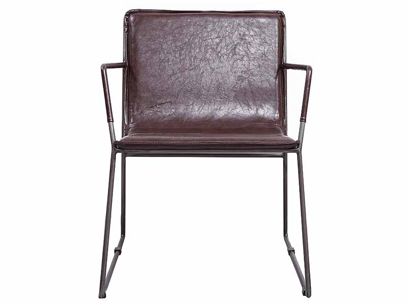 Vintage Leather Iron Leg Chair