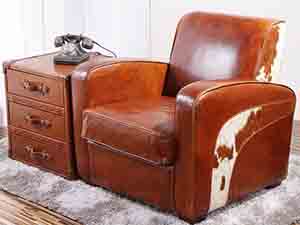 Vintage Pony Skin Leather Armchair