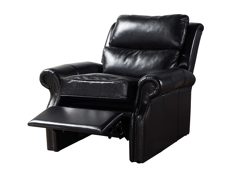 Vintage Recliner Black Leather Armchair
