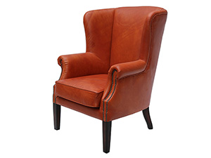 Grain Leather Wing Back Chair