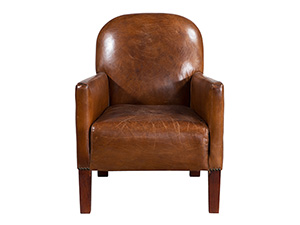 Vintage Round Back Leather Chair