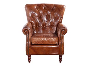 Tufted Distressed Leather Armchair