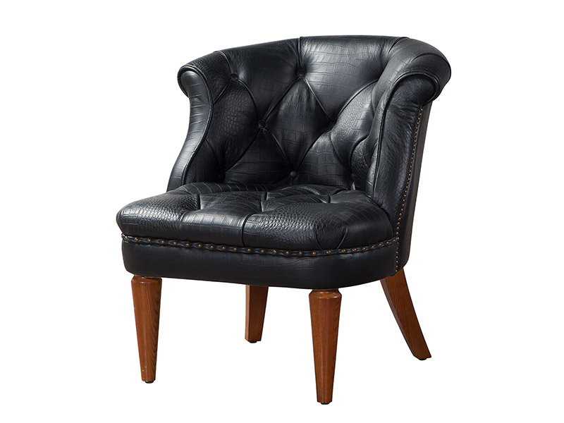 Vintage Tufted Leather Slipper Chair
