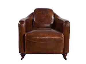 Grain Brown Leather Armchair