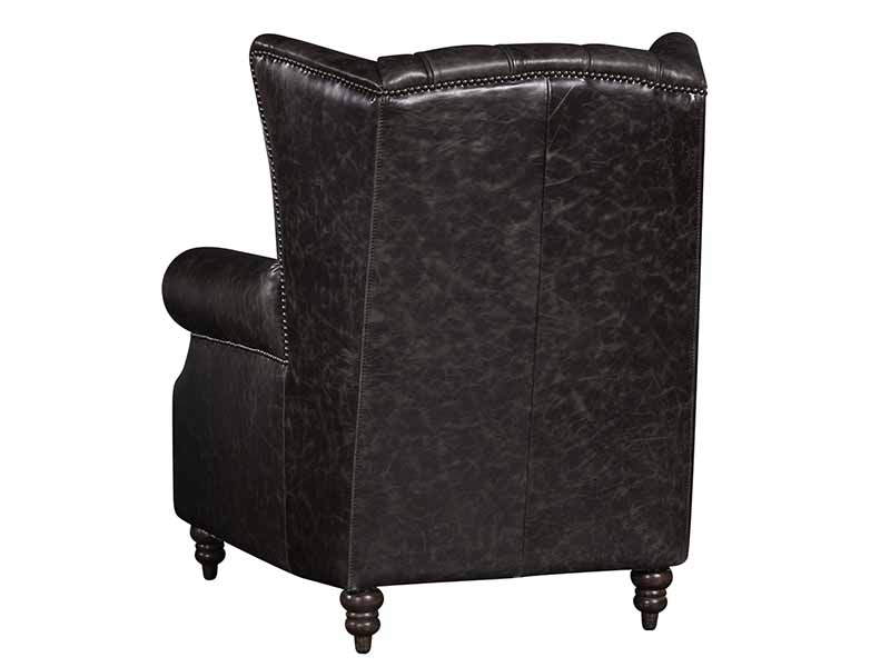 Wing Back Vintage Leather Black Chair