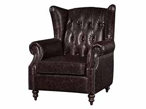 Wing Back Vintage Leather Brown Chair