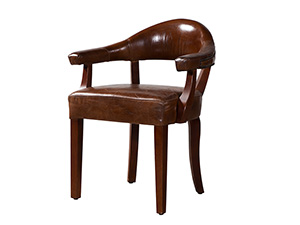 Retro Wood Frame Leather Seating Chair