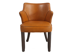 Wooden Leg Retro Genuine Leather Armchair