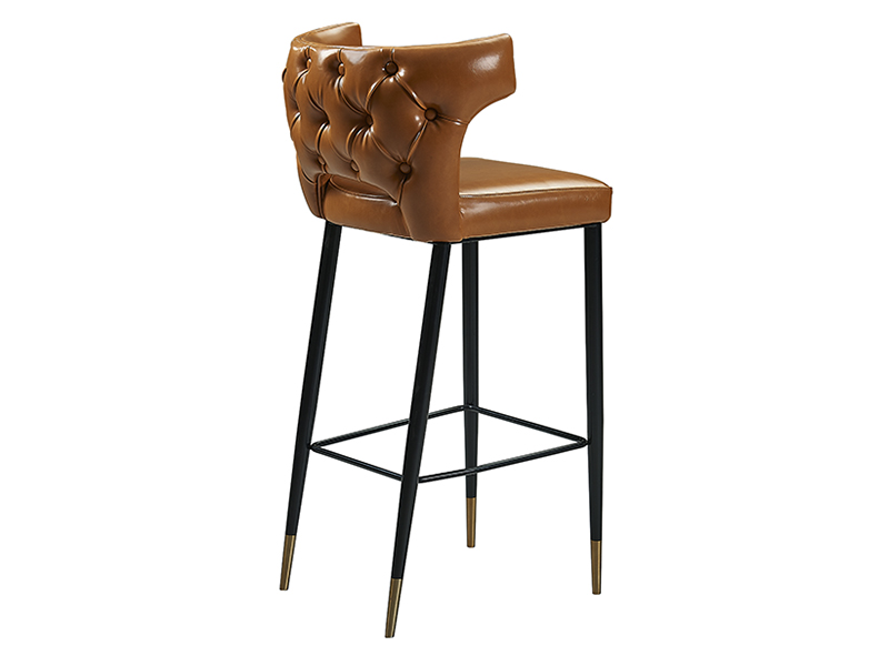 Luxury Leather Tufted Back Bar Chair