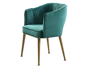 Luxury Glossy Golden Leg Blue Velvet Armchair
