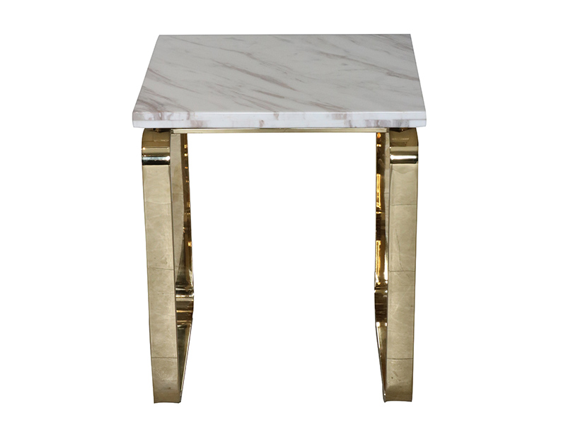 Golden Base Jazz White Marble Top Side Table