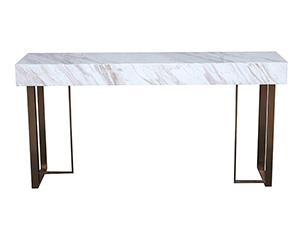 Golden Metal Leg Marble Top Console Table