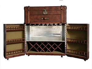 Antique Leather Wine Cabinet