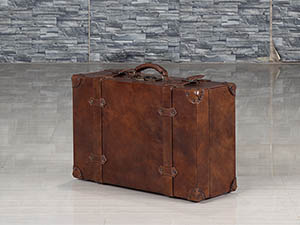 Antique Old Leather Small Suitcase
