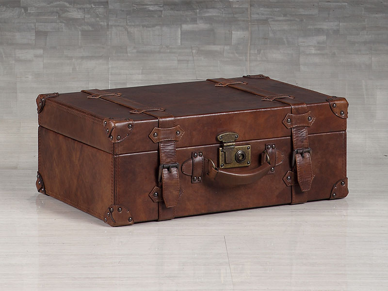 Antique Old Leather Small Suitcase