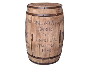 Reclaimed Vintage Oak Wood Barrel Cabinet