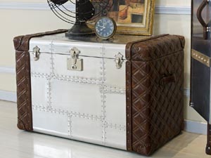 Vintage Leather and Aluminium Cabinet