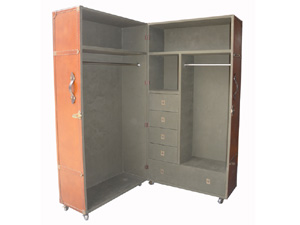 Vintage Leather Wardrobe Cabinet