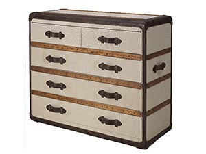 Linen Fabric Chest With Rattan
