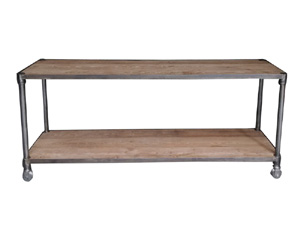 Iron Leg Two Levels Industrial Wood Shelving