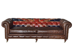 4S Union Jack Chesterfield Sofa with Wheels