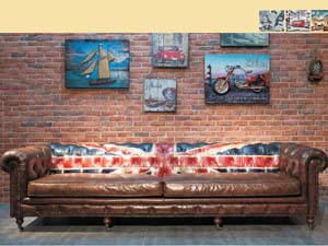 4S Union Jack Chesterfield Sofa with Wheels