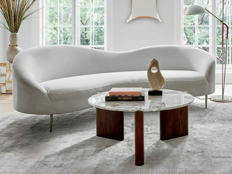 Brace Cream Boucle Living Room Sofa;Solid Pine And Plywood Frame Sofa;Modern Living Room Sofa