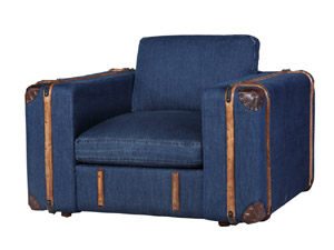 Industrial Fabric Sofa with Rattan