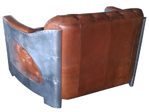 Tufted Back and Seat Brown Tan Leather Loveseat Sofa
