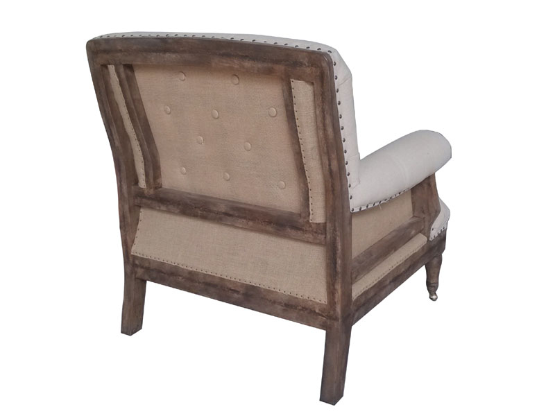 Architecture Back Button Tufted Back Armchair with Wheels