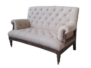 Architecture Back Tufted Roll Arm 2 Seater Fabric Sofa