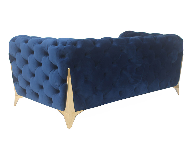 Leisure Hotel Navy Blue Velvet Tufted Sofa Set 