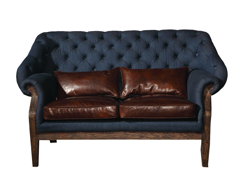 Mid-Century Jean Fabric Tufted Back Sofa  