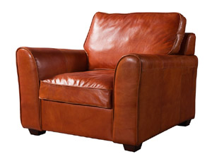 Antique Tan Leather Sofa Chair