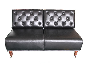 Tufted Black Leather Sofa