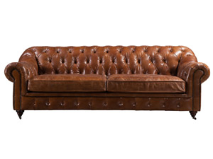 3S Vintage Leather Chesterfield Sofa Set
