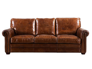 Antique Italian Leather 3S Sofa