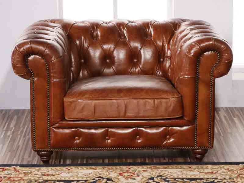 Antique Leather Chesterfield 1S Sofa