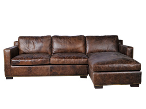 Antique Leather Sectional Sofa Set