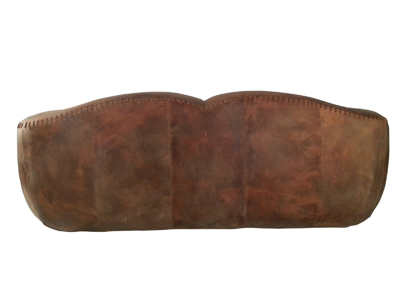 Antique Leather Stitched Edge Sofa Set
