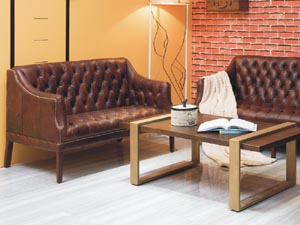 Antique Tan Leather Chesterfield Sofa Set with Rivets