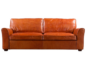 Antique Tan Leather Sofa Set