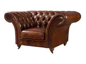 Barrington 1S Vintage Leather Chesterfield Sofa