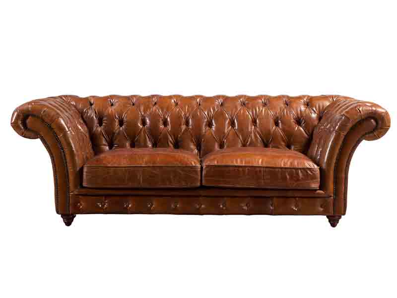 Barrington 2S Vintage Leather Chesterfield Sofa 