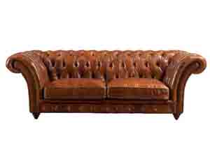 Barrington 3S Vintage Leather Chesterfield Sofa