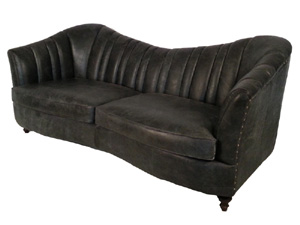 Black Grain Cow Leather Sofa