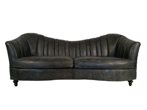Black Grain Cow Leather Sofa
